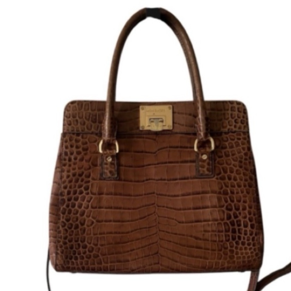 Michael Kors large Astrid handbag in walnut Rolled handles Crossbody strap - Picture 5 of 16